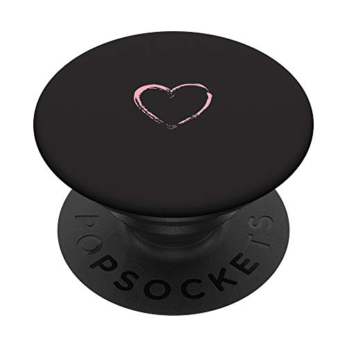 Pink Heart Black PopSockets Swappable PopGrip