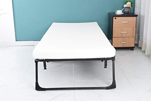 Folding Bed and Thick Memory Foam Mattress with Wheels Guest Beds 500 lbs Max Weight Capacity Bed (74.8x31.4x10.6 inch, 3 Fold Bed)