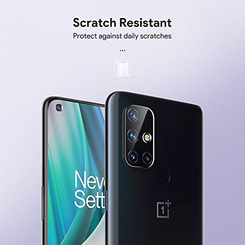 [2 + 3 Pack] LϟK Compatible for OnePlus Nord N10 5G, 2 Pack Tempered Glass Screen Protector and 3 Pack Camera Lens Protector, HD Clear Bubble Free, Anti-Fingerprint, Installation Tray -Gray
