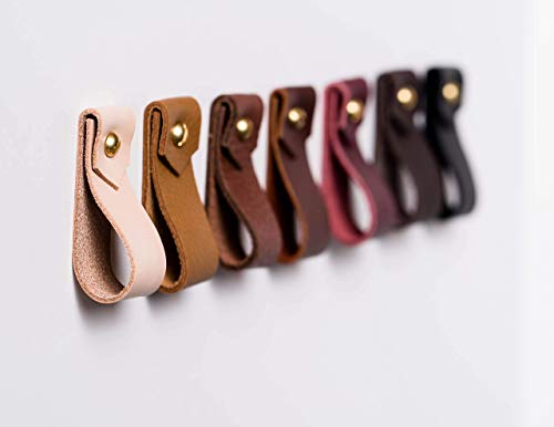KEYAIIRA - Small Leather Wall Hook, minimalist leather strap hanger for bath towel holder leather wall hook strap towel hook bathroom decor brass towel ring nordic home
