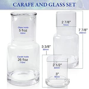 Bedside Water Carafe clear glass carafe with cup for nightstand decor and glass water dispenser or a mouthwash decanter Glass drink or mouthwash dispenser with cup lid keeps water clean and fresh