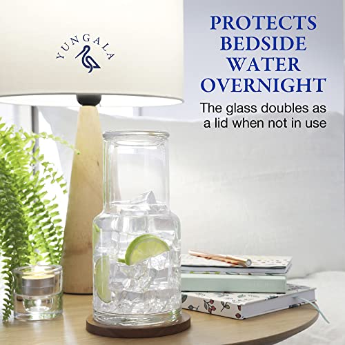 Bedside Water Carafe clear glass carafe with cup for nightstand decor and glass water dispenser or a mouthwash decanter Glass drink or mouthwash dispenser with cup lid keeps water clean and fresh