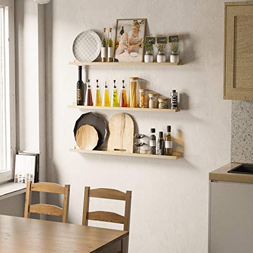 Wallniture Denver 36" Floating Shelves for Kids Room, Wood Nursery Shelves, Kids Room Shelves, Natural Photo Ledge for Nursery Room, Floating Book Shelves for Kids Room Set of 2