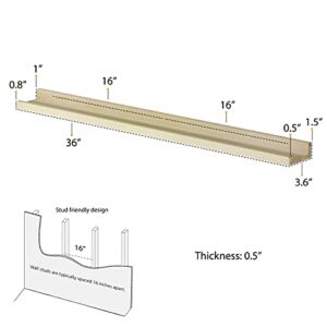 Wallniture Denver 36" Floating Shelves for Kids Room, Wood Nursery Shelves, Kids Room Shelves, Natural Photo Ledge for Nursery Room, Floating Book Shelves for Kids Room Set of 2