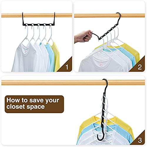 Space Saving Hangers 16 Pack, Plastic Space Saver Hanger for Smart Closet, Black Magic Hangers Multiple Hangers in One Hanger Organizer