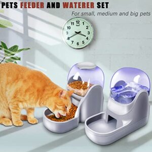 2 Pack Automatic Cat Feeders- Dog Water Bowl Dispenser and Dog Food Bowls Set Dog Feeding & Watering Supplies for Small Medium Big Pets Cat Bowls for Food and Water 1 Gallon