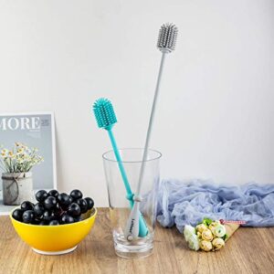 LeMuna Silicone Bottle Brush, Water Bottle Cleaner Brush Set with Straw Brush for Narrow Neck Containers, Hydro Flask, Sports Bottle, Glassware