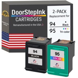 doorstepink remanufactured in the usa ink cartridge replacements for hp 94 1 black c8765 hp 95 1 color c8766 for deskjet 460 5745 6540 5748 officejet 7210 k7108 150 psc 1600 2350