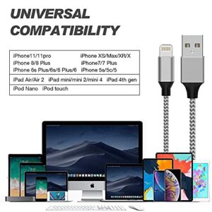 [Apple MFi Certified] 6Pack[3/3/6/6/6/10ft] iPhone Charger Lightning Cable Compatible iPhone 14ProMax/14Pro/14/14Plus/13Pro/13/12Pro/12/11 and More-Silver&White