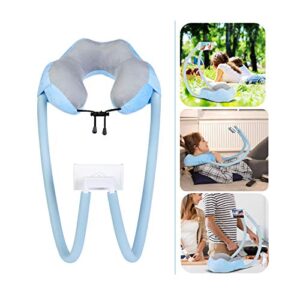 AIMI Neck Pillow Phone Holder, Cell Phone Holder, Suitable for Home,Travel, Outdoor,Comfort, Stability, Durability, Support Phone and ipad (Blue)