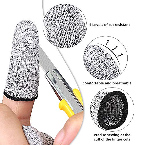 ZEPOHCK 10 Pcs Cut Resistant Protection Finger Cots, Finger Sleeve, Finger Cover Life Extender for Kitchen, Work, Sculpture, Anti-Slip, Reusable