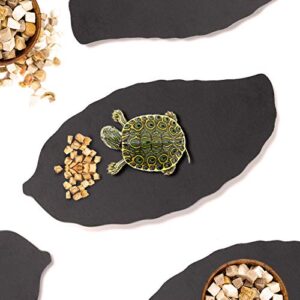 Linifar Reptile Basking Rock Plate Tortoise Feeding Platform Rock Slate Food Dish Habitat Decor for Bearded Dragon Lizard Crested Gecko Chameleon Snake