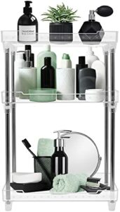 sorbus 3-tier organizer shelf stand, clear storage tray caddy for cosmetics, bathroom/kitchen supplies,toiletries, counter, vanity, desk, under sink organization