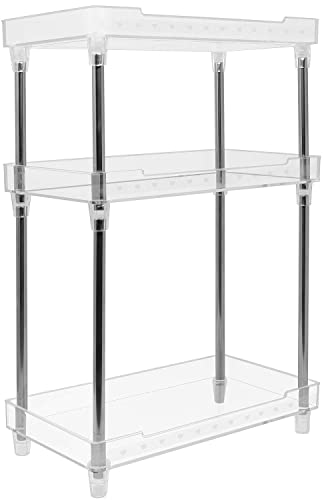 Sorbus 3-Tier Organizer Shelf Stand, Clear Storage Tray Caddy for Cosmetics, Bathroom/Kitchen Supplies,Toiletries, Counter, Vanity, Desk, Under Sink Organization