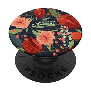 cute colorful pink & red garden botanical floral pattern popsockets popgrip: swappable grip for phones & tablets