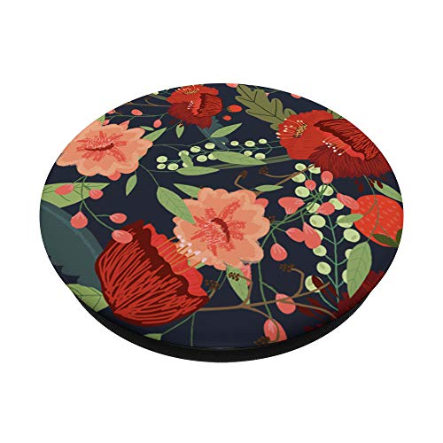 Cute Colorful Pink & Red Garden Botanical Floral Pattern PopSockets PopGrip: Swappable Grip for Phones & Tablets