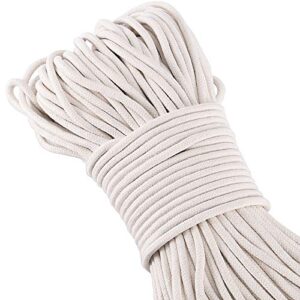 zeonhei 328 feet 1/4 inch white natural cotton rope, cotton clothesline rope, all-purpose craft rope for clothes hanger, garden flower potted plants, laundry line dryer, 1 solid rope