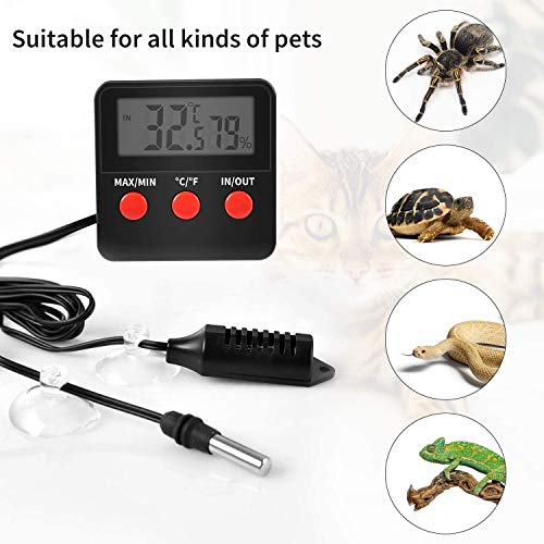 Simple Deluxe 8.5 X 18.5 Inch 24W Reptile Heating Pad with 2-Probe Digital Thermometer and Hygrometer Under Tank Heater Terrarium Warmer Heat Mat for Amphibians and Reptiles Pet, Black