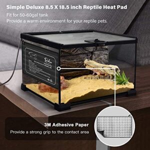 Simple Deluxe 8.5 X 18.5 Inch 24W Reptile Heating Pad with 2-Probe Digital Thermometer and Hygrometer Under Tank Heater Terrarium Warmer Heat Mat for Amphibians and Reptiles Pet, Black