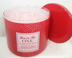 white barn candle company bath and body works 3-wick scented candle w/essential oils - 14.5 oz - you're the one (white birch, velvety rose, a drop of strawberry nectar)