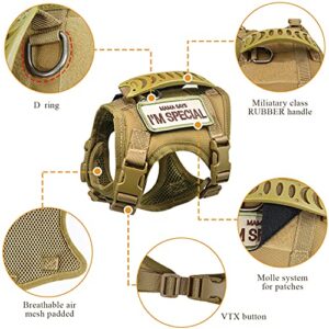 Tactical Cat Harness for Walking Escape Proof, Soft Mesh Adjustable Pet Vest Harness for Large Cat, Small Dog and Khaki