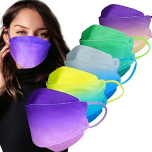 sheal 50pcs 3d disposable 4-layer face masks for unisex adult 5-colors design, each individually packaged