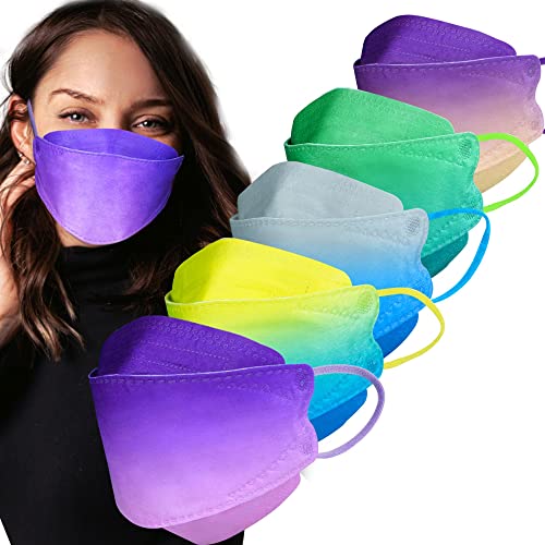 Sheal 50PCS 3D Disposable 4-Layer Face Masks For Unisex Adult 5-Colors Design, Each Individually Packaged