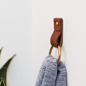 keyaiira - small leather wall hook, minimalist leather strap hanger for bath towel holder leather wall hook strap towel hook bathroom decor brass towel ring nordic home