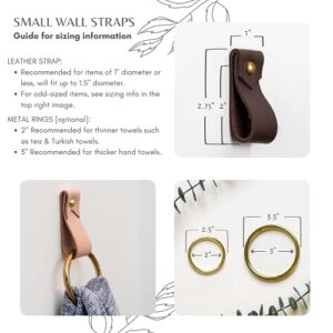 KEYAIIRA - Small Leather Wall Hook, minimalist leather strap hanger for bath towel holder leather wall hook strap towel hook bathroom decor brass towel ring nordic home