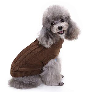 Bumjazz Knitted Dog Sweater Coat Cozy Cold Weather Dog Coat Dog Clothes Apparel Dog Jacket Dog Vest for Small Medium and Large Dogs GMY02(Brown,XXL)