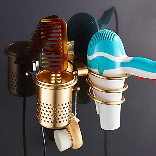 Space Aluminum Wall Mounted Hair Dryer Holder Spiral Hair Tools Hanging Rack Organizer Bathroom Storage Rack