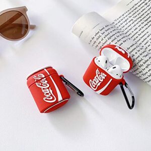 Ultra Thick Soft Silicone Case Cover for Apple AirPods 1 2 1st 2nd Generation with Keychain Coke Drink Can Shaped 3D Cartoon Cute Fun Funny Cool Unique Creative Women Teens Girls Boys Men