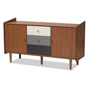 baxton studio halden sideboards and servers, walnut brown/grey