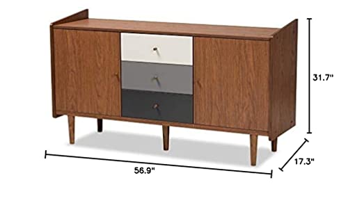 Baxton Studio Halden Sideboards and Servers, Walnut Brown/Grey