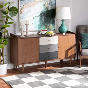 Baxton Studio Halden Sideboards and Servers, Walnut Brown/Grey