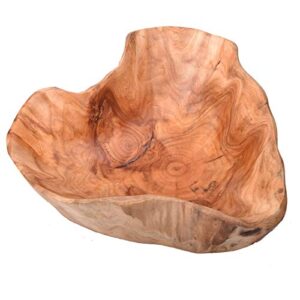 wood bowl(12"-14"),handmade natural root carving bowl fruit salad bowl creative wooden bowl