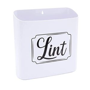 juvale magnetic lint bin for laundry room, lint holder, hanging, wall mounted trash can bin, small waste basket, laundry decor and accessories (white, 9.25x9.25x2.75 in)