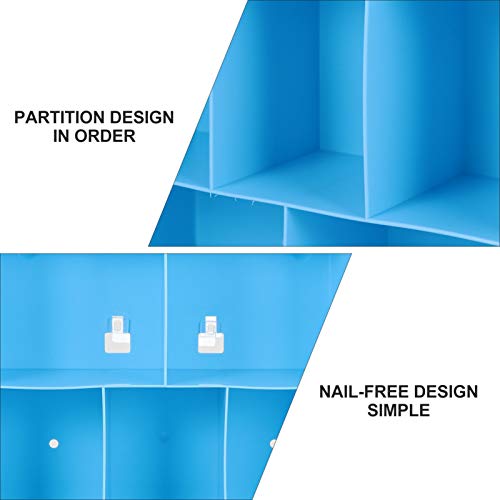 DOITOOL Wall Mounted Shelves Floating Shelves Wall Mounted Plastic Non Drilling Adhesive Bathroom Organizer Ledge Shelf Rack for Bedroom Living Room Bathroom Office (Blue) Wall Mounted Shelf