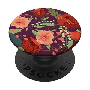 cute colorful pink & red garden botanical floral pattern popsockets popgrip: swappable grip for phones & tablets