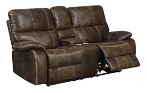 madrona burke zoey chocolate brown power loveseat with dual recliners, hidden storage, and usb charging station