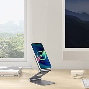 Stand for MagSafe Charger, OMOTON Foldable Phone Stand Holder for MagSafe Accessories， Compatible with iPhone 14/13/12 Pro Max/Pro/Mini, Charger for MagSafe Not Included, Gray