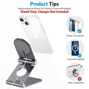Stand for MagSafe Charger, OMOTON Foldable Phone Stand Holder for MagSafe Accessories， Compatible with iPhone 14/13/12 Pro Max/Pro/Mini, Charger for MagSafe Not Included, Gray