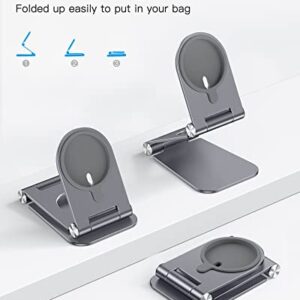 Stand for MagSafe Charger, OMOTON Foldable Phone Stand Holder for MagSafe Accessories， Compatible with iPhone 14/13/12 Pro Max/Pro/Mini, Charger for MagSafe Not Included, Gray