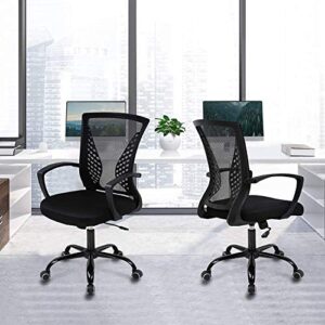 Ergonomic Office Chair Clearance Mid Back Mesh Chair with Lumbar Support and Armrest Adjustable Computer Chair Study Chair Rolling Task Chair Modern Executive Chair, Black