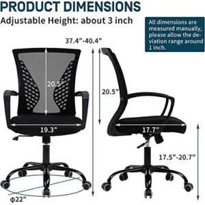 Ergonomic Office Chair Clearance Mid Back Mesh Chair with Lumbar Support and Armrest Adjustable Computer Chair Study Chair Rolling Task Chair Modern Executive Chair, Black