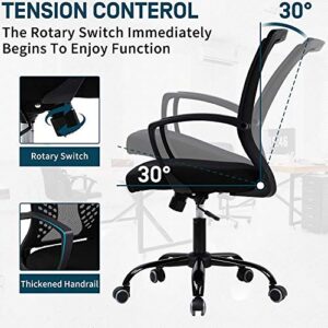 Ergonomic Office Chair Clearance Mid Back Mesh Chair with Lumbar Support and Armrest Adjustable Computer Chair Study Chair Rolling Task Chair Modern Executive Chair, Black