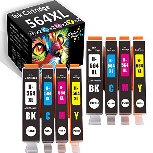 Colorprint Compatible Ink Cartridge Replacement for HP 564 XL 564XL Used for Officejet 4620 4622 Photosmart 7520 7525 6520 6515 5520 6510 C6380 D7560 DeskJet 3520 3522 Printer (2BK, 2C, 2M, 2Y,8-Pack)