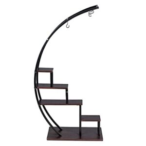 GDLF 5 Tier Metal Plant Stand Creative Half Moon Shape Ladder Flower Pot Stand Rack for Home Patio Lawn Garden Balcony Holder Black (2 Pack)