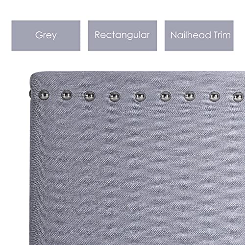 KOTPOP Linen Headboard, Adjustable Sizes 3 in 1 Upholstered Rectangular Headboard，Modern Breathable Fabric with Nailheads for Full/Queen/King Size, Optional Heights from 37" to 49", Grey