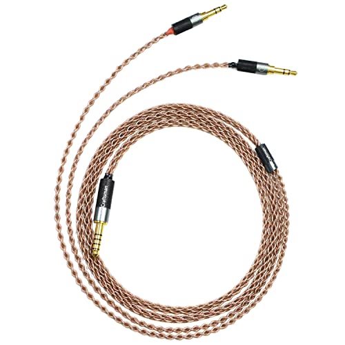 GUCraftsman 6N Single Crystal Copper Upgrade Cable 3.5mm/4.4mm/4Pin XLR Headphone Cable for HIFIMAN SUSVARA Ananda Arya SUNDARA Edition XS HE1000se HE5se HE6se (4.4mm Plug, Two 3.5mm)